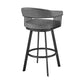 26" Mod Grey Faux Leather Black Finish Swivel Bar Stool By Homeroots | Bar Stools | Modishstore - 5