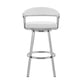 30" Mod White Faux Leather Brushed Silver Finish Swivel Bar Stool By Homeroots | Bar Stools | Modishstore - 3