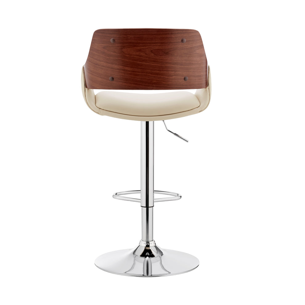 Cream Faux Leather Adjustable Chrome Swivel Bar Stool By Homeroots | Bar Stools | Modishstore - 6