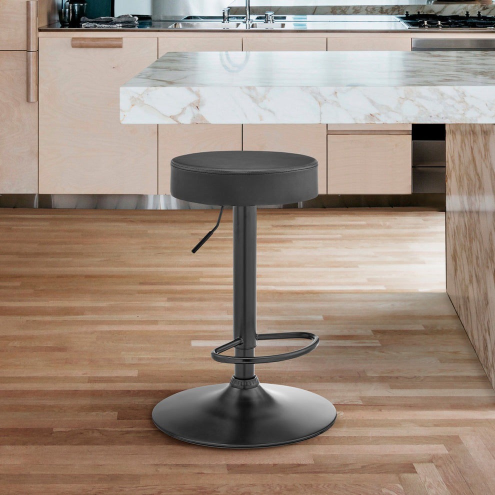 Adjustable Classic Grey Faux Leather Backless Bar Stool By Homeroots | Bar Stools | Modishstore - 2
