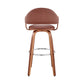 26" Rich Brown Faux Leather Walnut Wood Bar Stool By Homeroots | Bar Stools | Modishstore - 6
