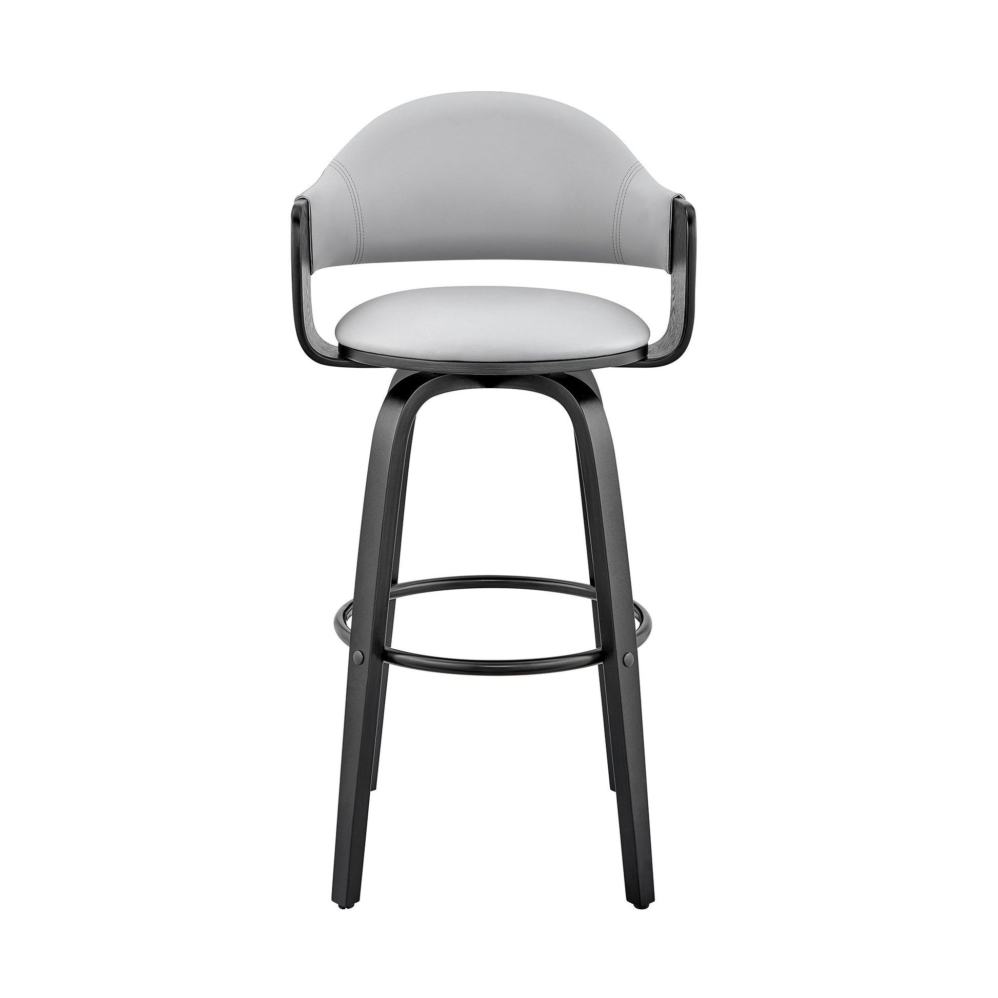 30" Rich Grey Faux Leather Walnut Wood Bar Stool By Homeroots | Bar Stools | Modishstore - 3