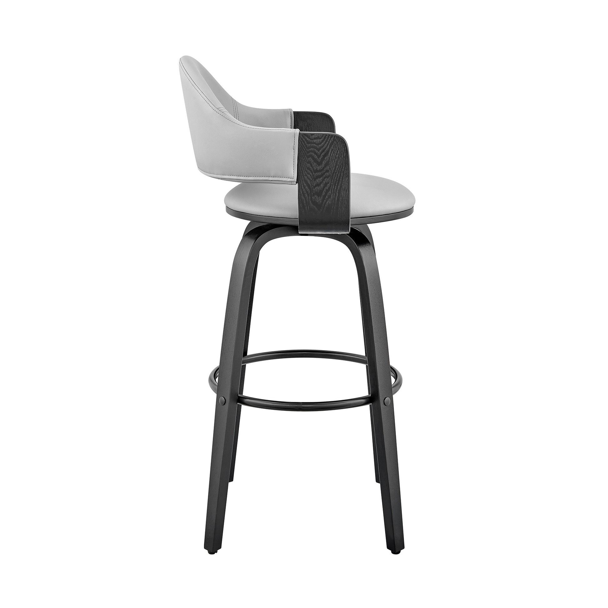 30" Rich Grey Faux Leather Walnut Wood Bar Stool By Homeroots | Bar Stools | Modishstore - 4