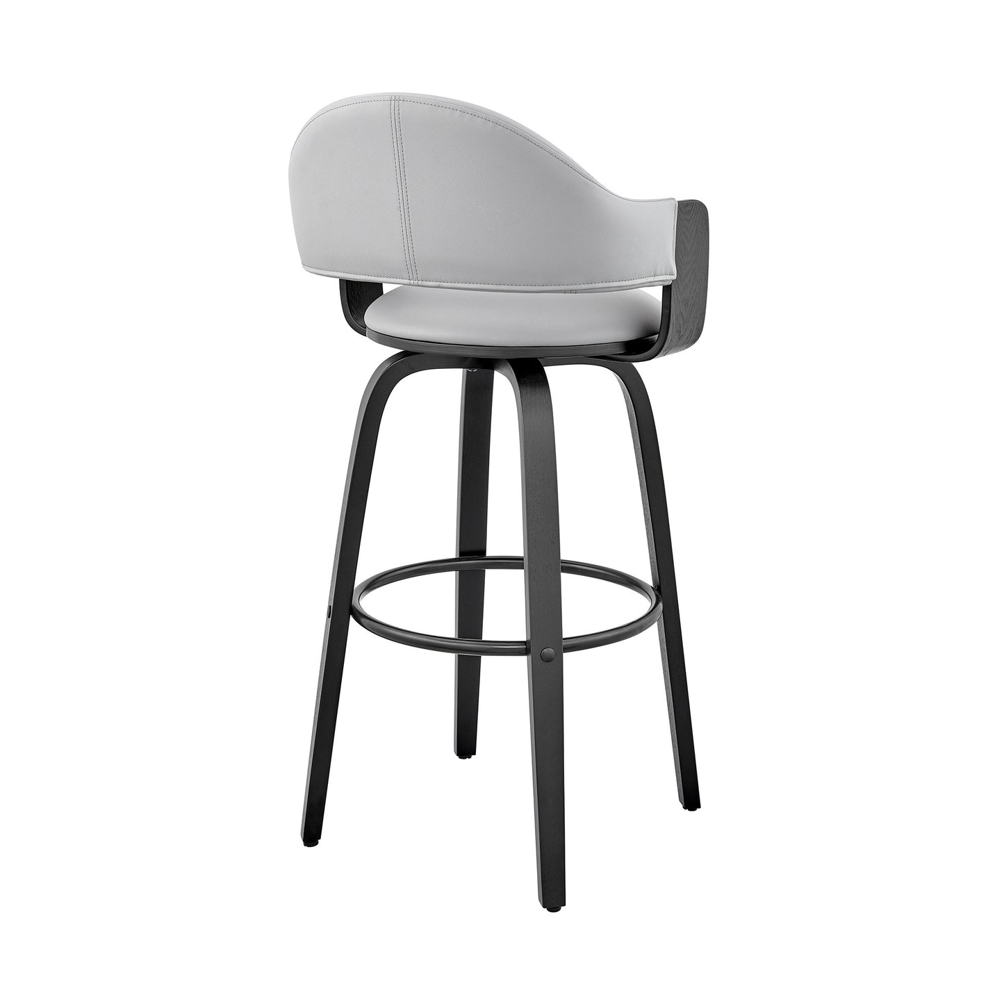 30" Rich Grey Faux Leather Walnut Wood Bar Stool By Homeroots | Bar Stools | Modishstore - 5