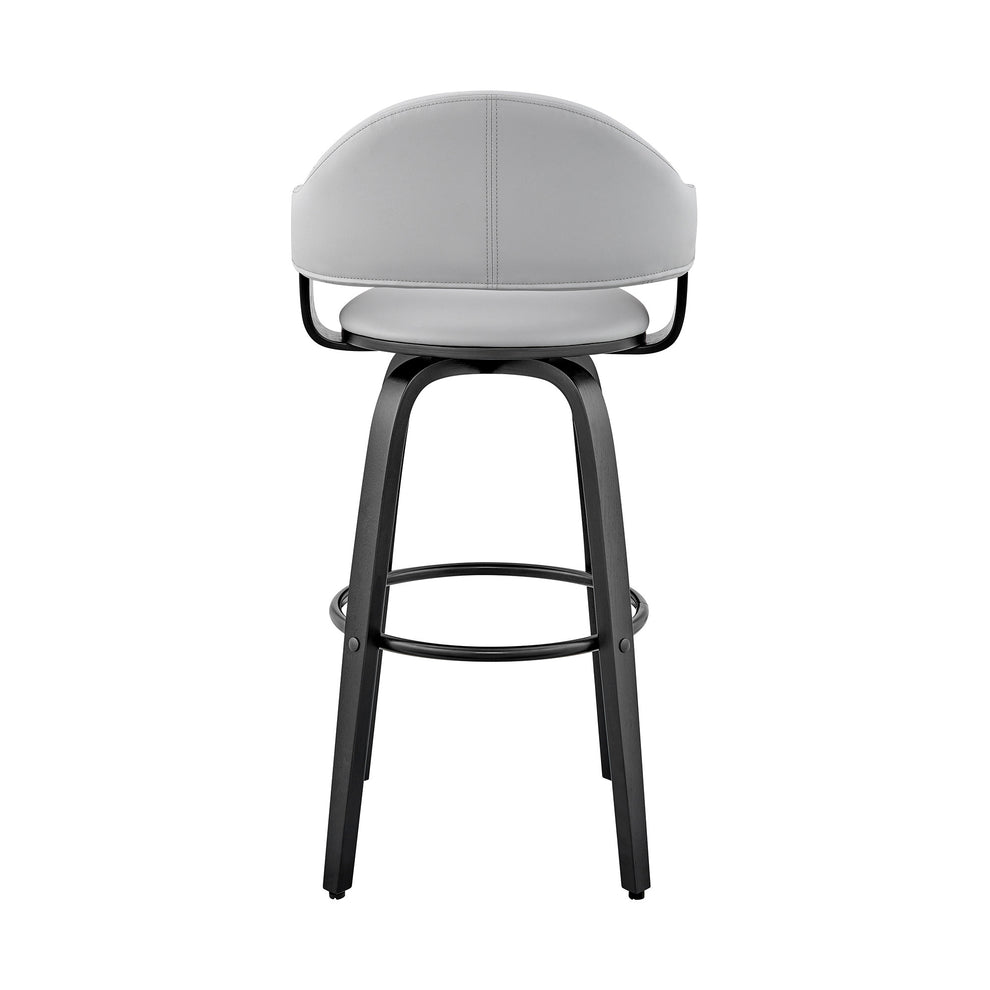 30" Rich Grey Faux Leather Walnut Wood Bar Stool By Homeroots | Bar Stools | Modishstore - 6