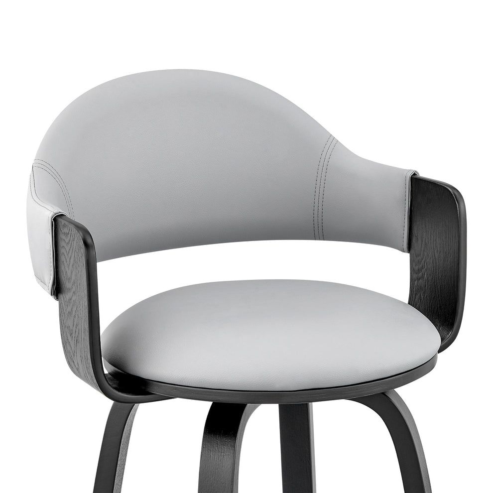 30" Rich Grey Faux Leather Walnut Wood Bar Stool By Homeroots | Bar Stools | Modishstore - 7