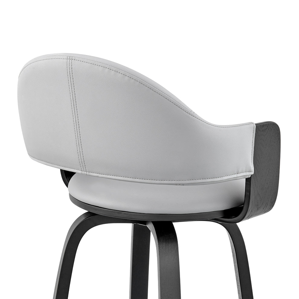 30" Rich Grey Faux Leather Walnut Wood Bar Stool By Homeroots | Bar Stools | Modishstore - 8