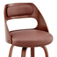 37" Brown Faux Leather And Manufactured Wood Swivel Counter Height Bar Chair By Homeroots