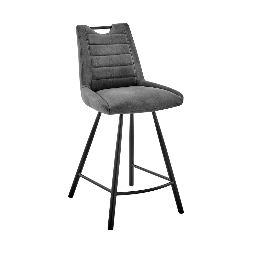 30" Black Fabric and Black Metal Bar Stool By Homeroots | Bar Stools | Modishstore - 2