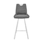 26" Grey Faux Leather and Brushed Stainless Steel Counter Stool By Homeroots | Bar Stools | Modishstore - 3