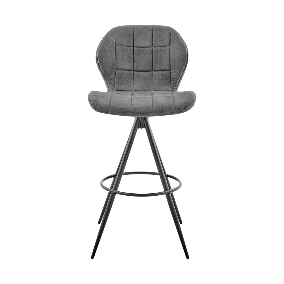 26" Charcoal Gray and Black Microfiber Squared Channel Bar Stool By Homeroots | Bar Stools | Modishstore - 3