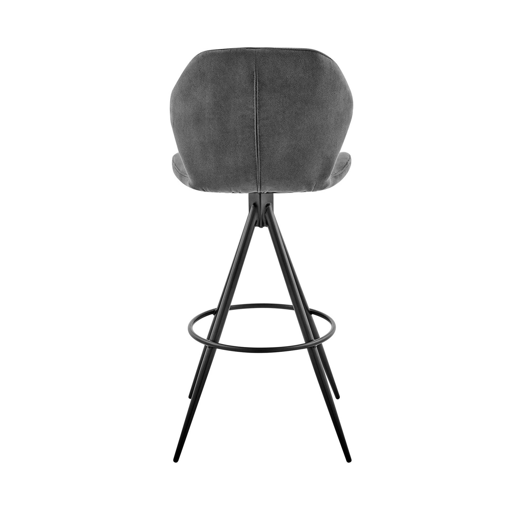26" Charcoal Gray and Black Microfiber Squared Channel Bar Stool By Homeroots | Bar Stools | Modishstore - 6