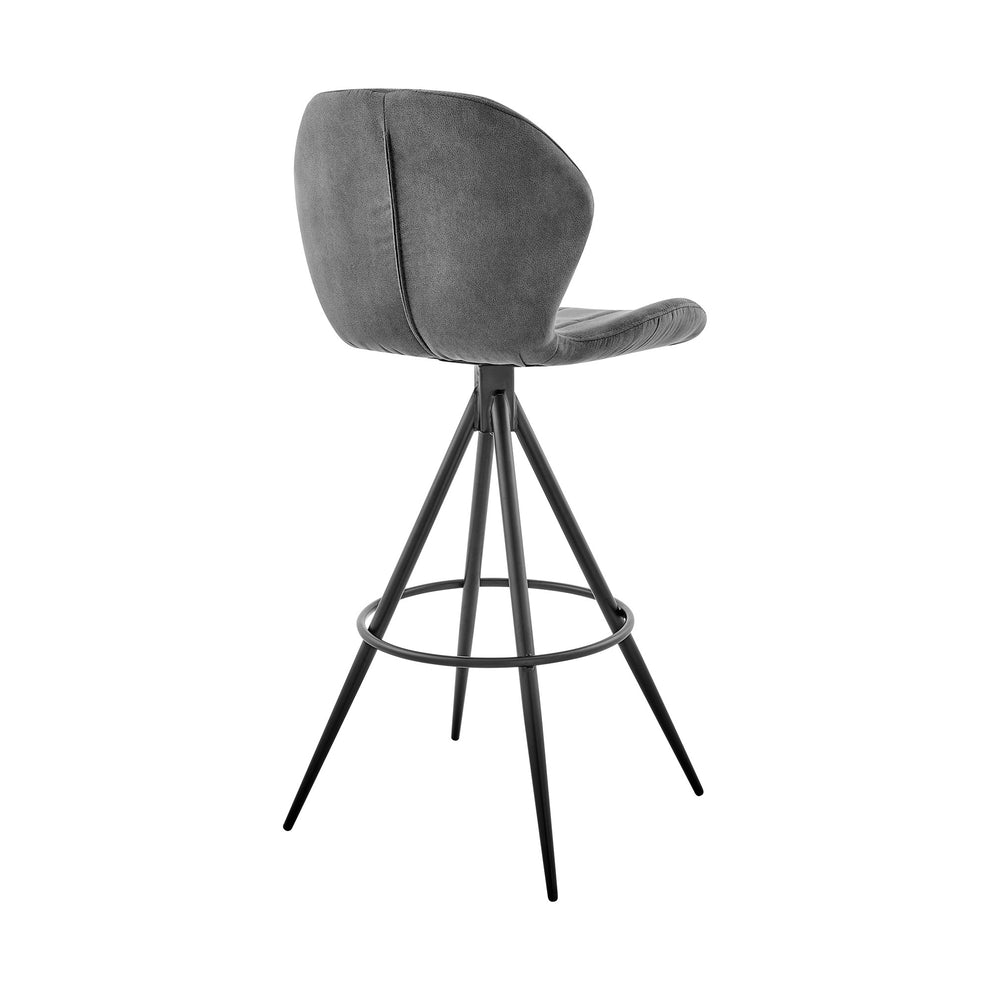 30" Charcoal Gray and Black Microfiber Squared Channel Bar Stool By Homeroots | Bar Stools | Modishstore - 5