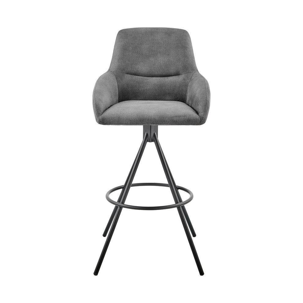 38" Charcoal Microfiber and Black Iron Counter Height Bar Chair By Homeroots | Bar Stools | Modishstore - 2