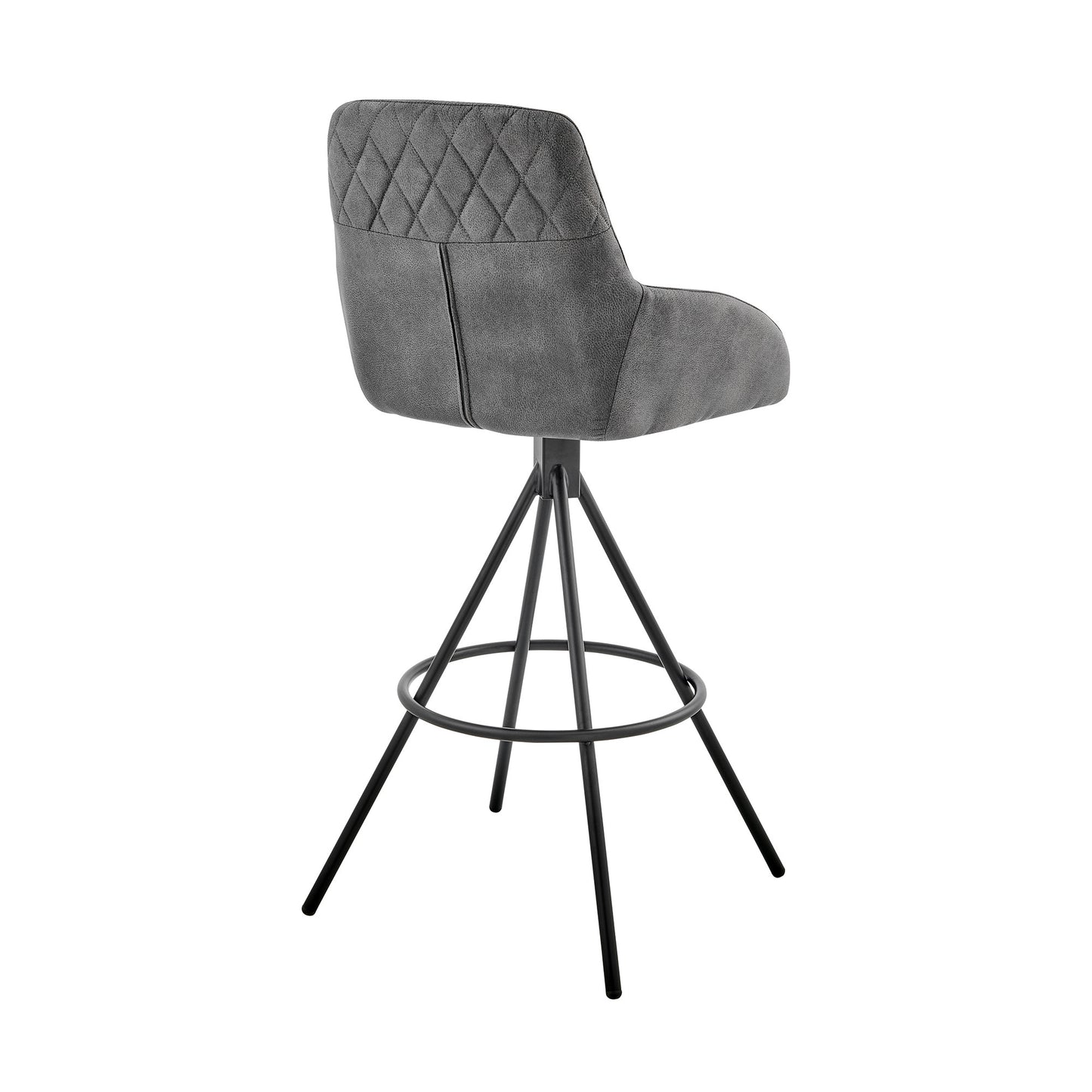 41" Charcoal Microfiber and Black Iron Bar Height Chair By Homeroots | Bar Stools | Modishstore - 4