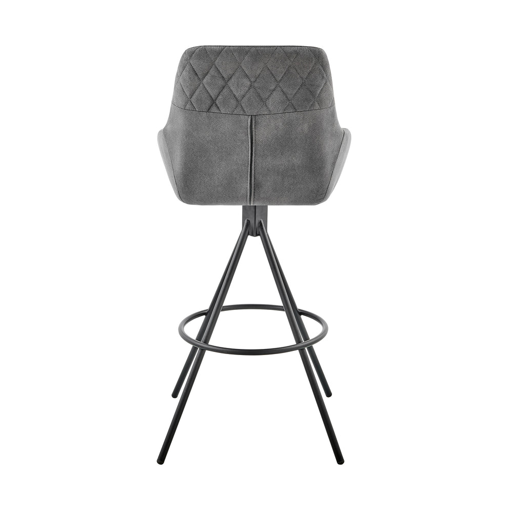 41" Charcoal Microfiber and Black Iron Bar Height Chair By Homeroots | Bar Stools | Modishstore - 5