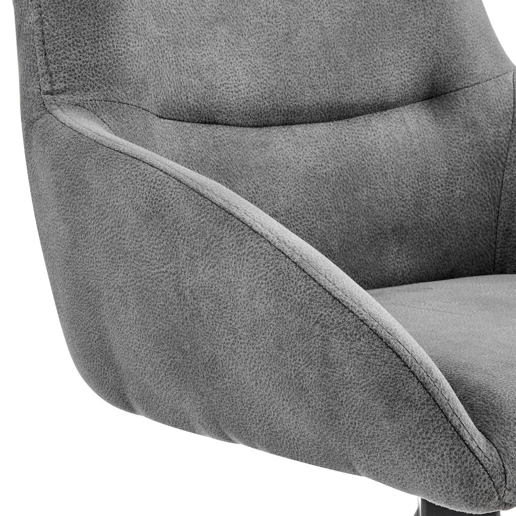 41" Charcoal Microfiber and Black Iron Bar Height Chair By Homeroots | Bar Stools | Modishstore - 8