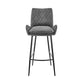 43" Charcoal Microfiber and Black Iron Bar Height Chair By Homeroots | Bar Stools | Modishstore - 2
