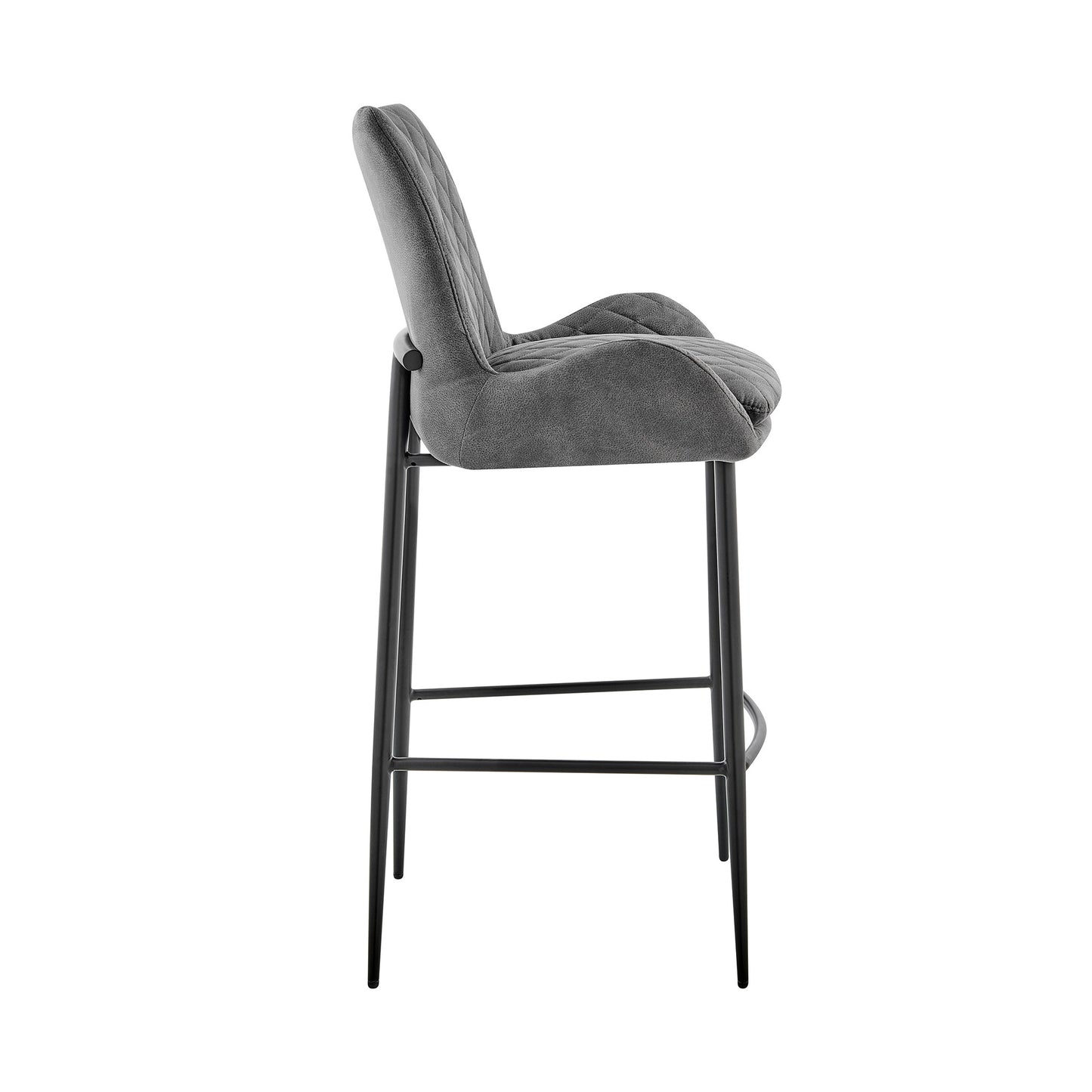 43" Charcoal Microfiber and Black Iron Bar Height Chair By Homeroots