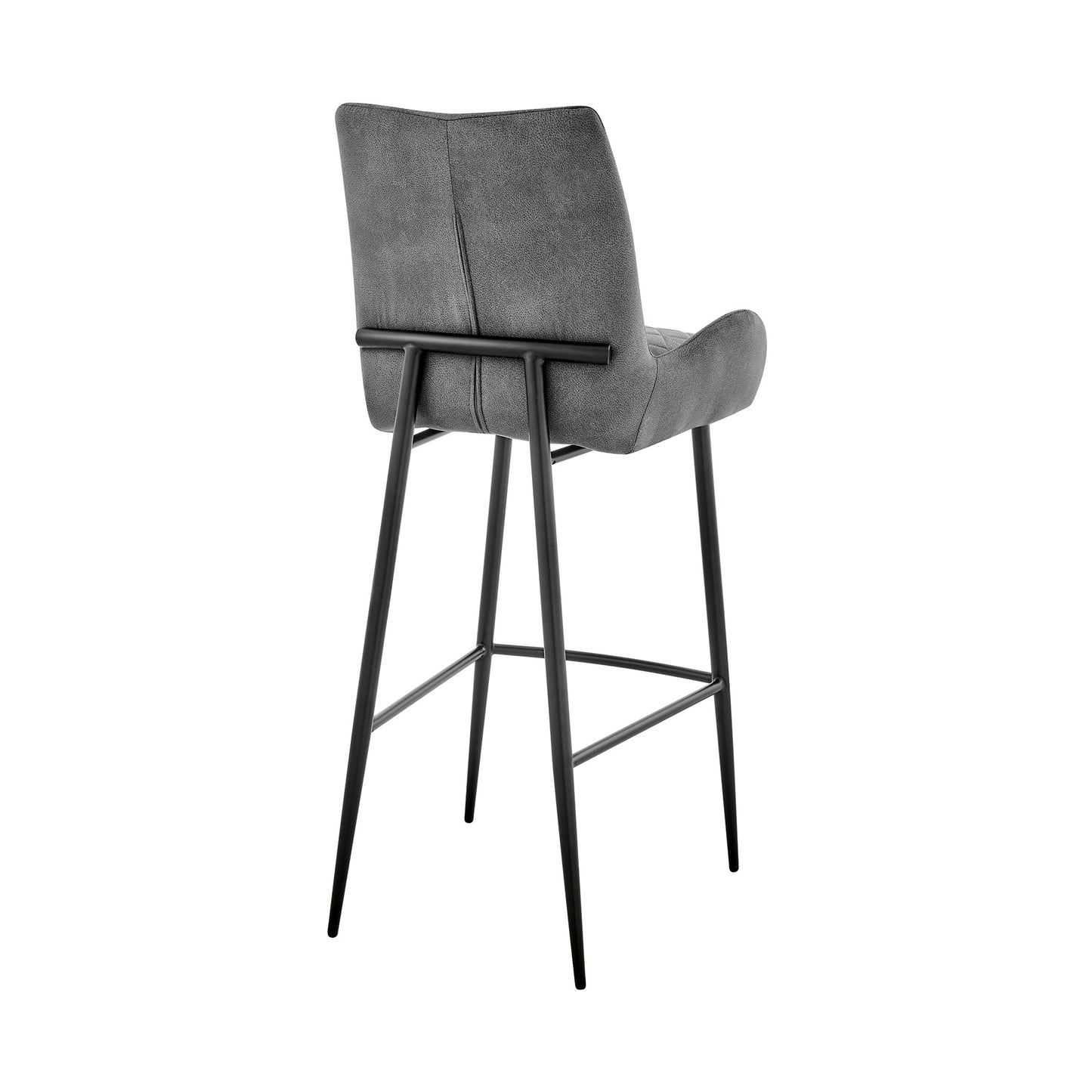 43" Charcoal Microfiber and Black Iron Bar Height Chair By Homeroots | Bar Stools | Modishstore - 4