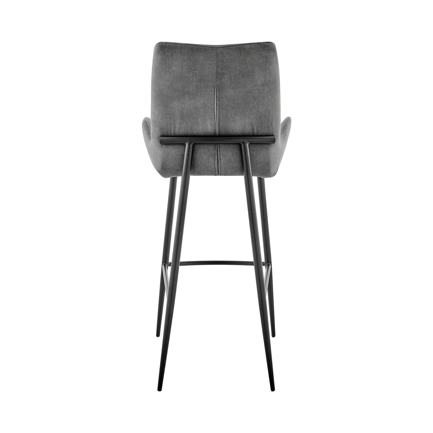 43" Charcoal Microfiber and Black Iron Bar Height Chair By Homeroots | Bar Stools | Modishstore - 5