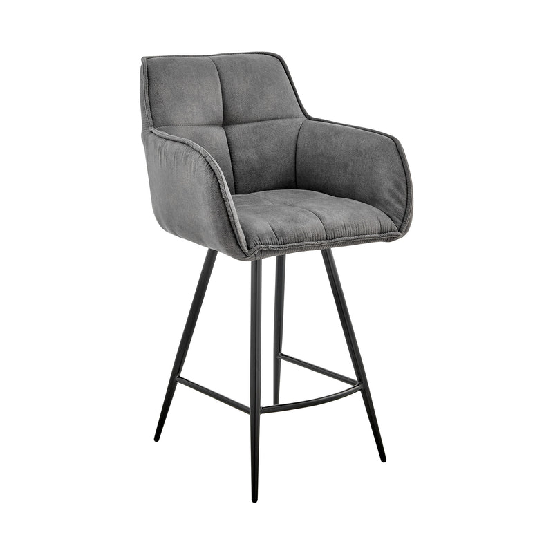 42" Charcoal Gray Microfiber Iron Bar Height Chair By Homeroots | Bar Stools | Modishstore