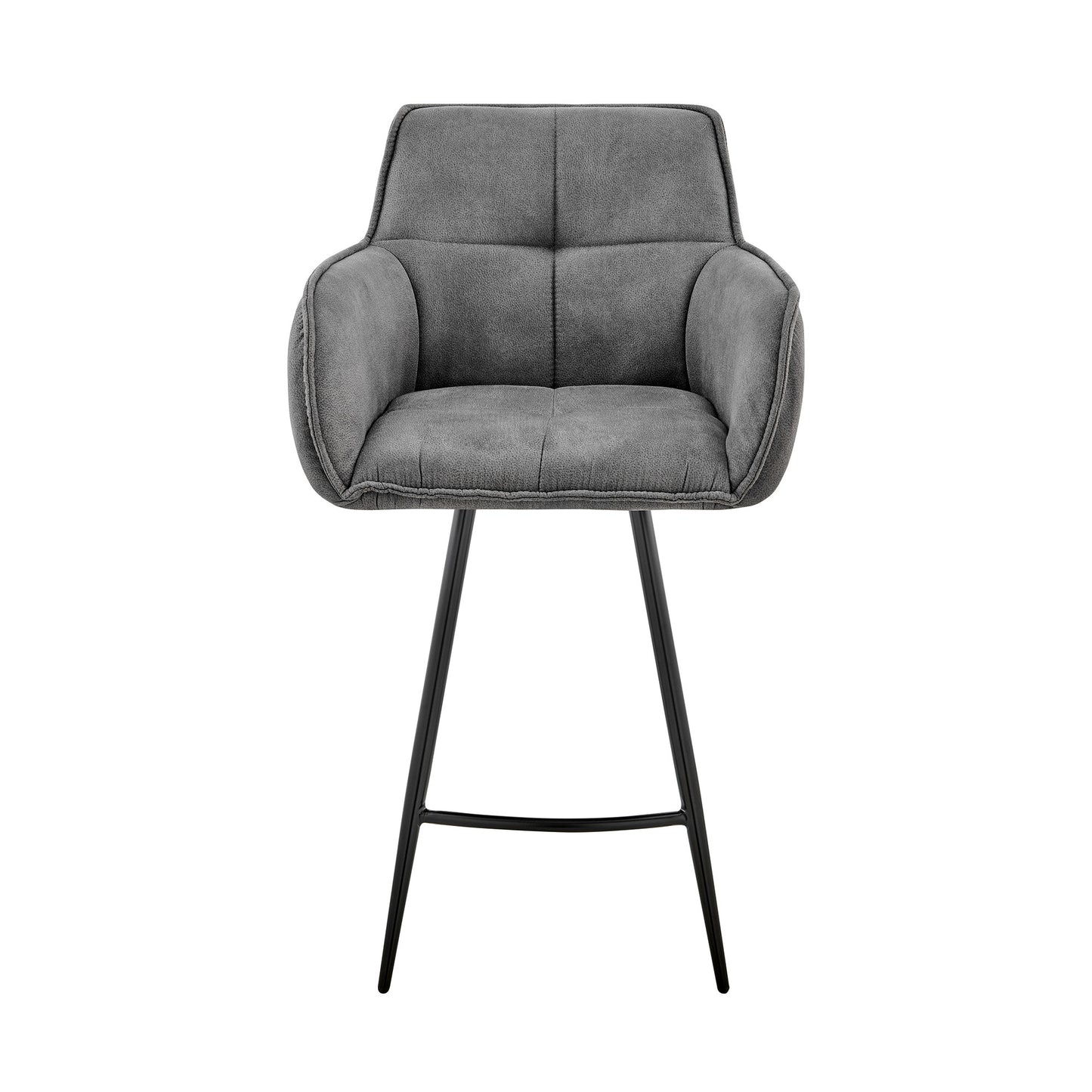 42" Charcoal Gray Microfiber Iron Bar Height Chair By Homeroots | Bar Stools | Modishstore - 2