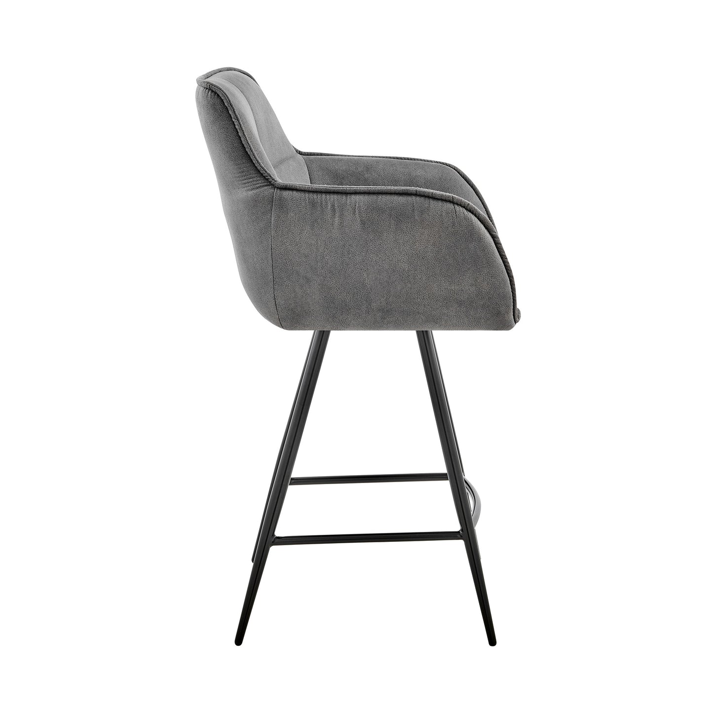 42" Charcoal Gray Microfiber Iron Bar Height Chair By Homeroots | Bar Stools | Modishstore - 3
