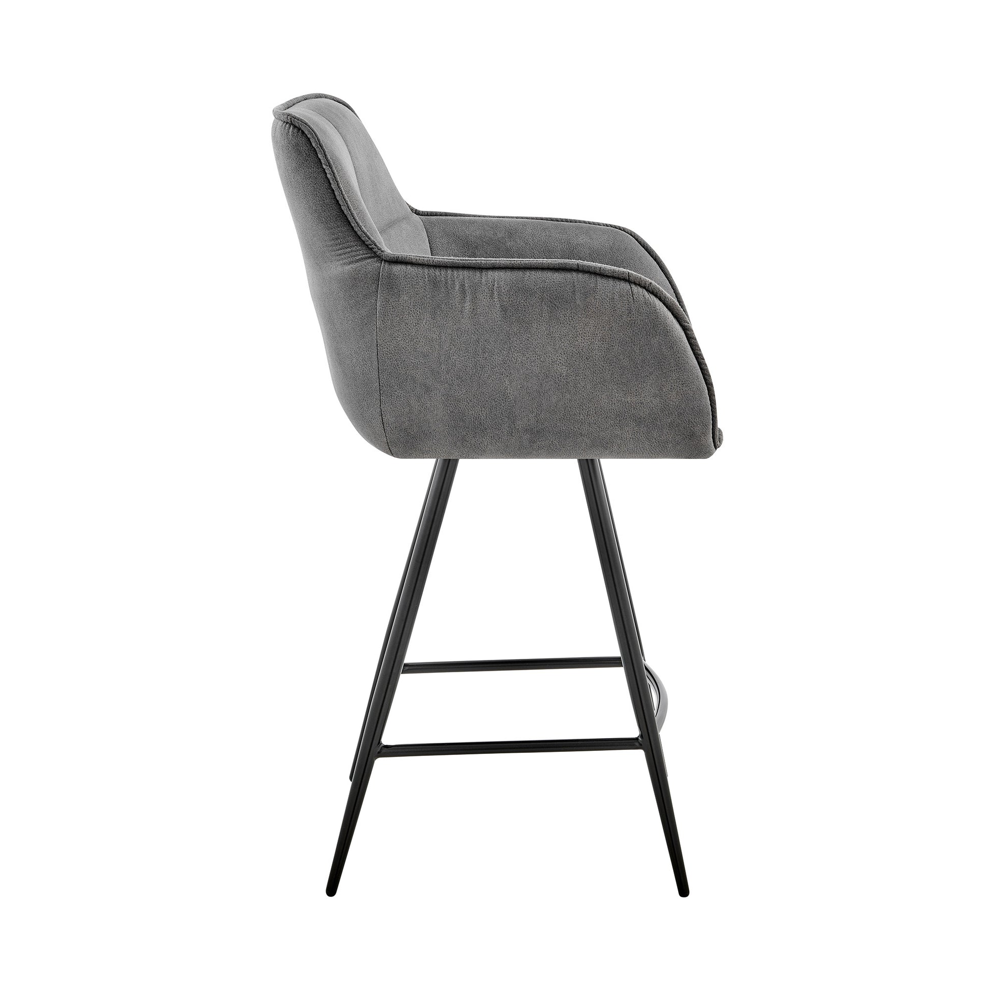 42" Charcoal Gray Microfiber Iron Bar Height Chair By Homeroots | Bar Stools | Modishstore - 3