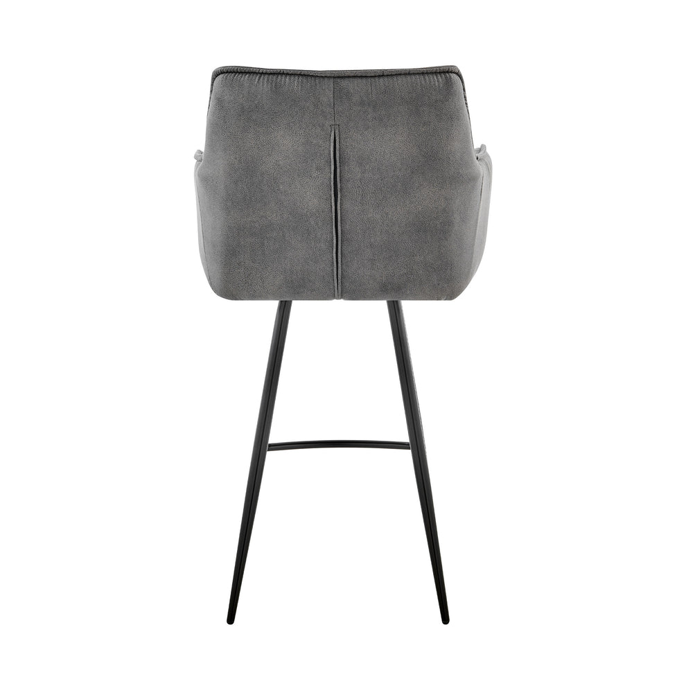 42" Charcoal Gray Microfiber Iron Bar Height Chair By Homeroots | Bar Stools | Modishstore - 5