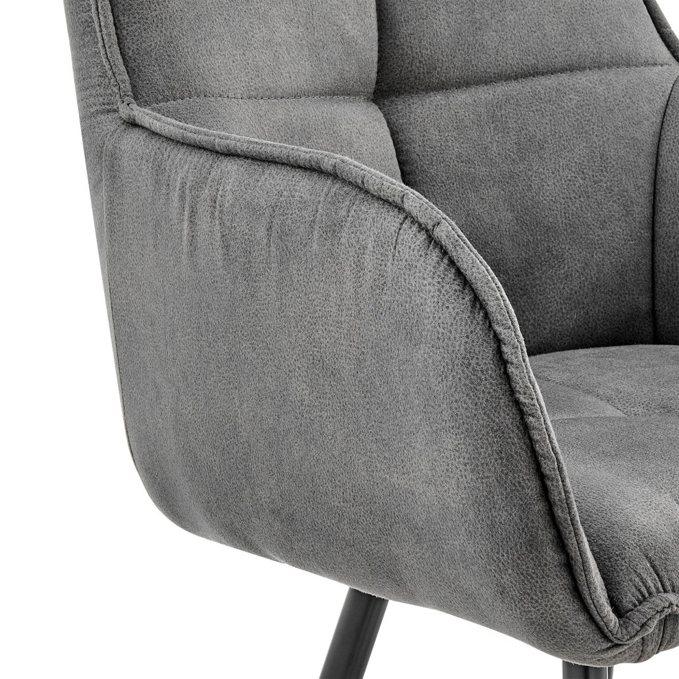 42" Charcoal Gray Microfiber Iron Bar Height Chair By Homeroots | Bar Stools | Modishstore - 8