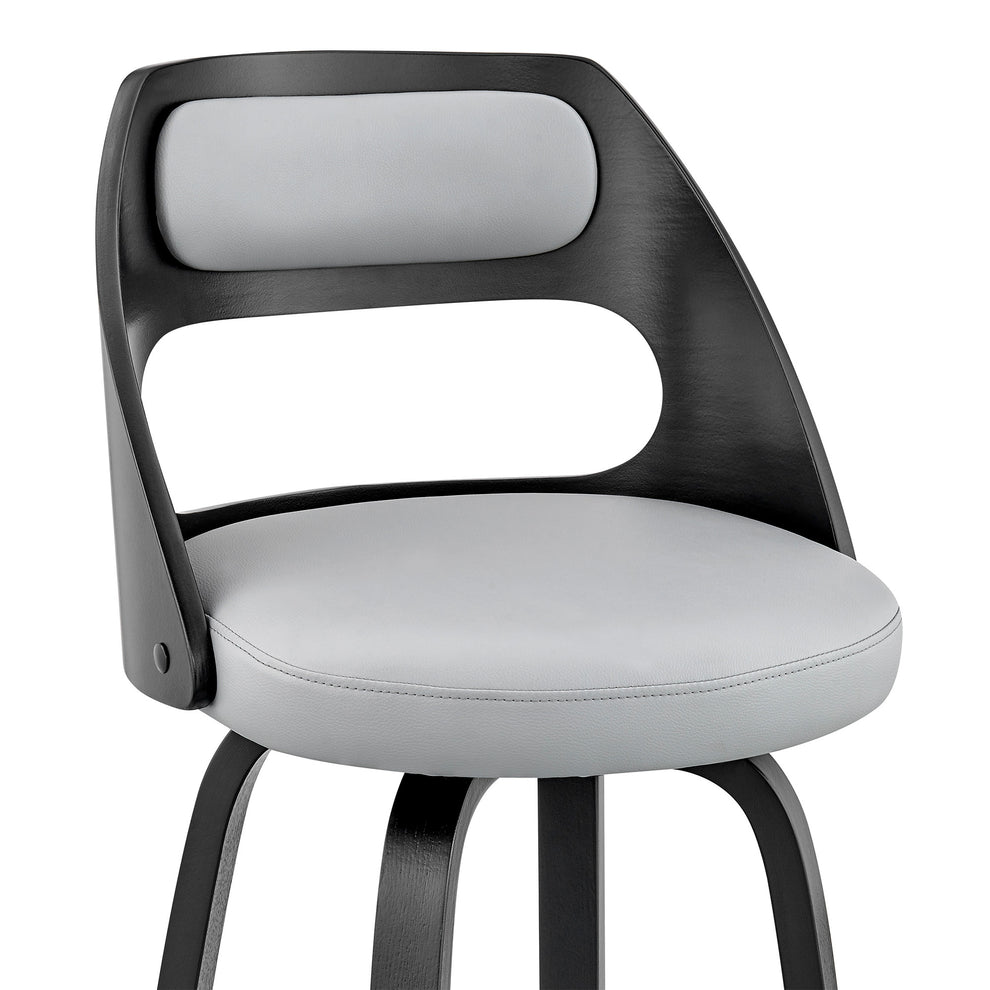 37" Gray Faux Leather And Iron Swivel Counter Height Bar Chair By Homeroots | Bar Stools | Modishstore - 7