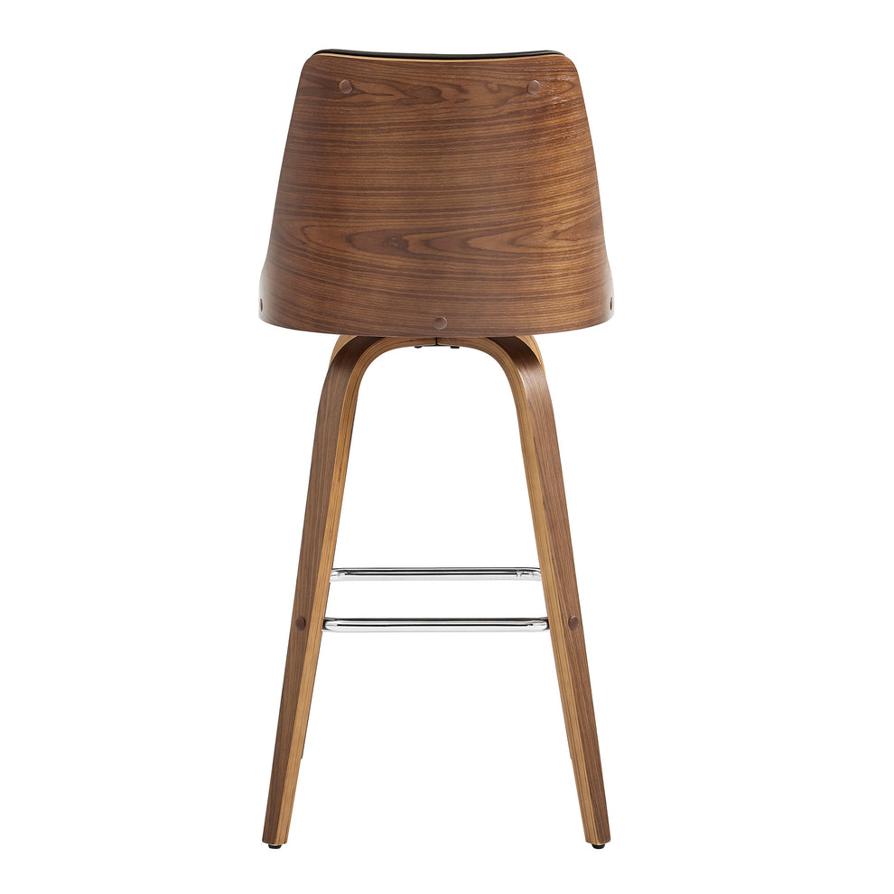 41" Brown Faux Leather And Manufactured Wood Swivel Bar Height Chair By Homeroots | Bar Stools | Modishstore - 5