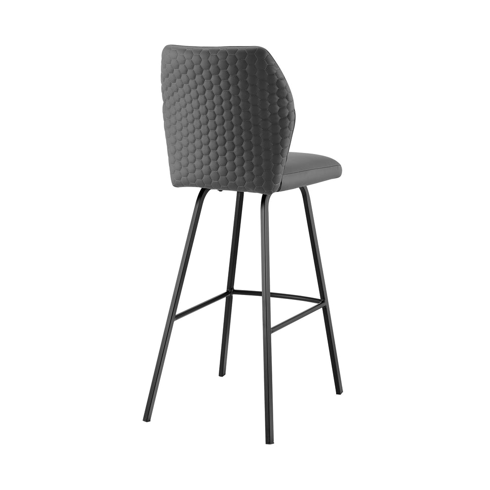38" Gray Faux Leather And Iron Counter Height Bar Chair By Homeroots | Bar Stools | Modishstore - 4