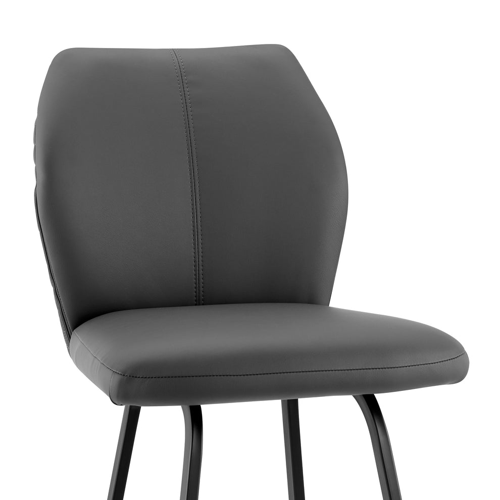 38" Gray Faux Leather And Iron Counter Height Bar Chair By Homeroots | Bar Stools | Modishstore - 7