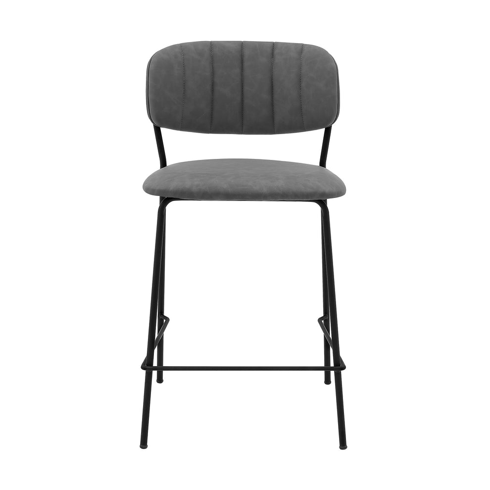 26" Mod Grey Faux Leather Bar Stool with Black Metal Frame By Homeroots | Bar Stools | Modishstore - 3