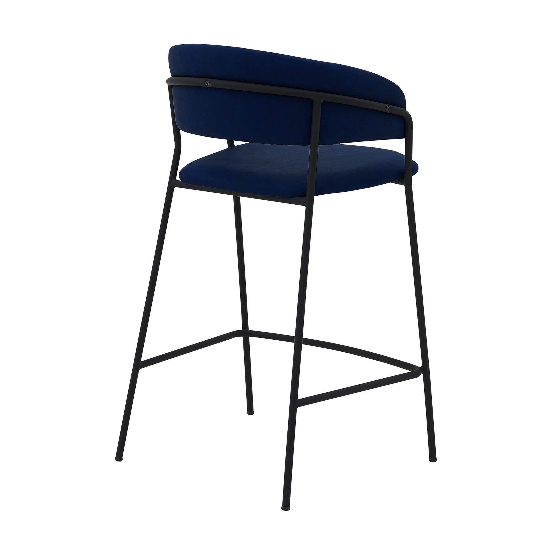 37" Blue Faux Leather And Iron Low Back Counter Height Bar Chair By Homeroots | Bar Stools | Modishstore - 3