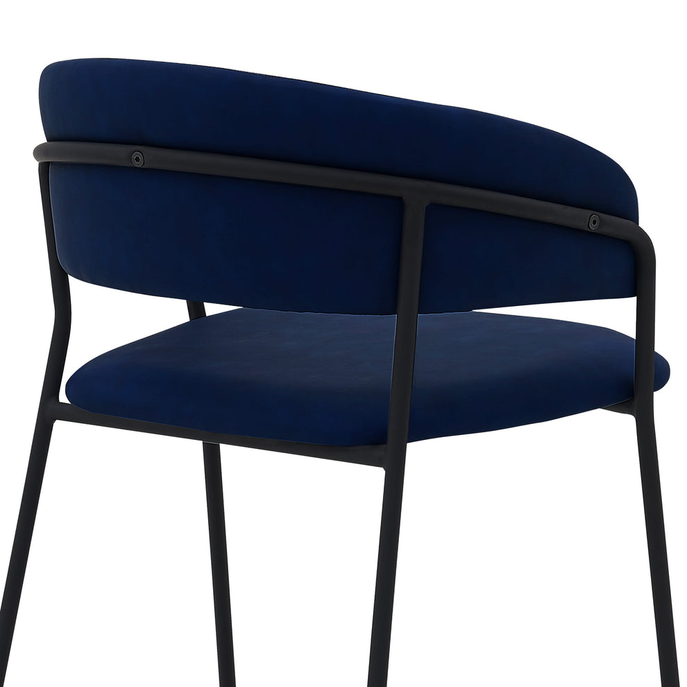 37" Blue Faux Leather And Iron Low Back Counter Height Bar Chair By Homeroots | Bar Stools | Modishstore - 7
