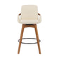 26" Luxurious Cream and Walnut Faux Leather Swivel Bar Stool By Homeroots | Bar Stools | Modishstore - 3