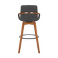 30" Luxurious Grey Faux and Walnut Wood Swivel Bar Stool By Homeroots | Bar Stools | Modishstore - 6