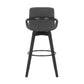 30" Luxurious Grey Faux Leather and Black Wood Swivel Bar Stool By Homeroots | Bar Stools | Modishstore - 6