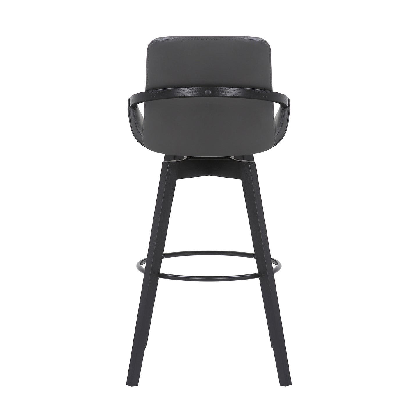 30" Luxurious Grey Faux Leather and Black Wood Swivel Bar Stool By Homeroots | Bar Stools | Modishstore - 6