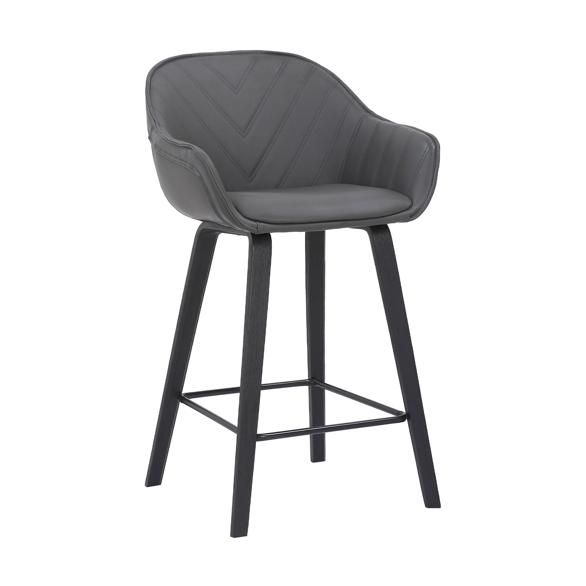 30" Grey Faux Leather Bar Stool with Wooden Frame By Homeroots | Bar Stools | Modishstore - 2
