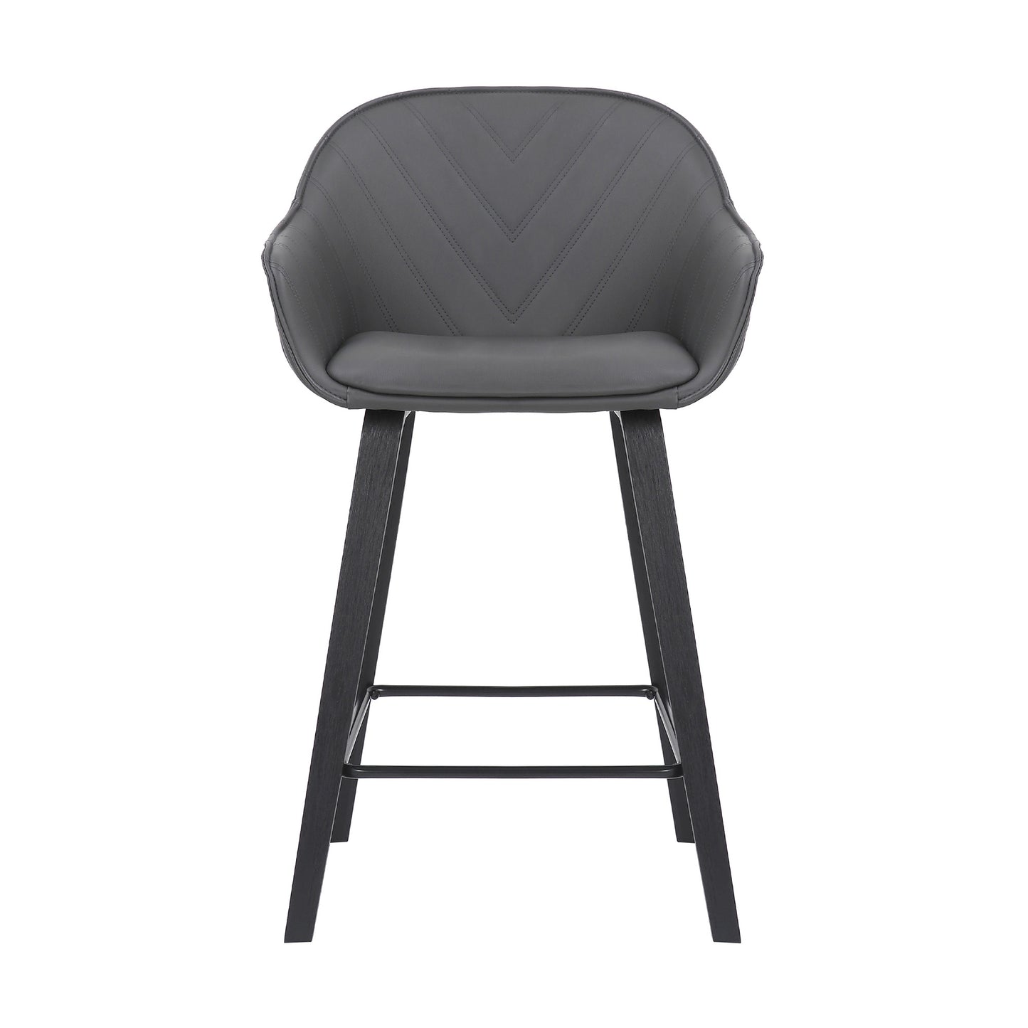 30" Grey Faux Leather Bar Stool with Wooden Frame By Homeroots | Bar Stools | Modishstore - 3