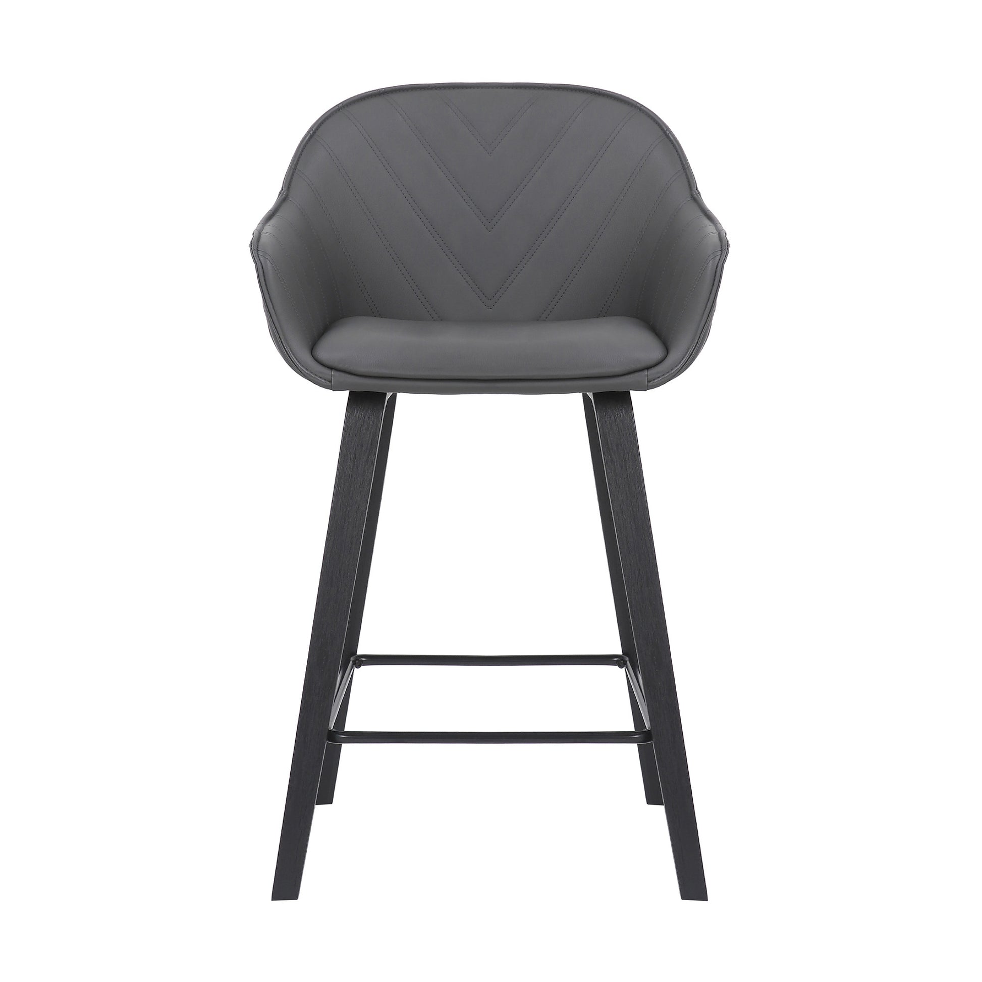 30" Grey Faux Leather Bar Stool with Wooden Frame By Homeroots | Bar Stools | Modishstore - 3