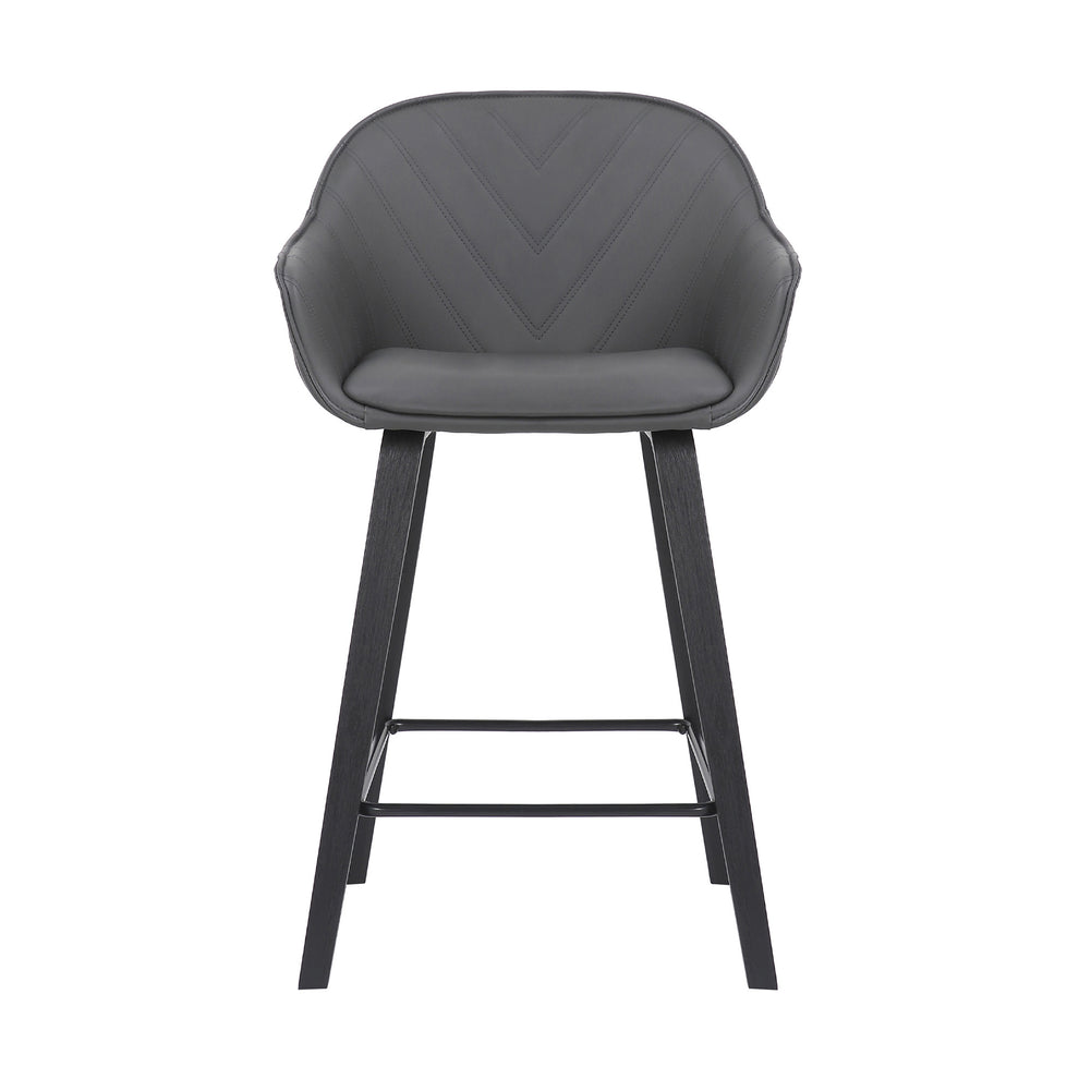 30" Grey Faux Leather Bar Stool with Wooden Frame By Homeroots | Bar Stools | Modishstore - 3