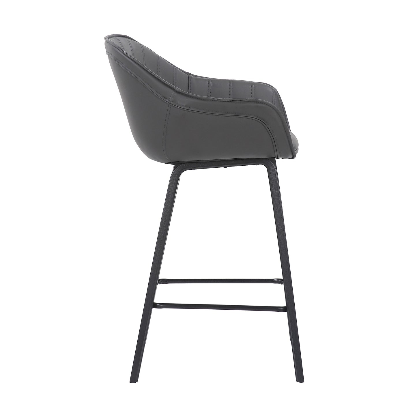 30" Grey Faux Leather Bar Stool with Wooden Frame By Homeroots | Bar Stools | Modishstore - 4