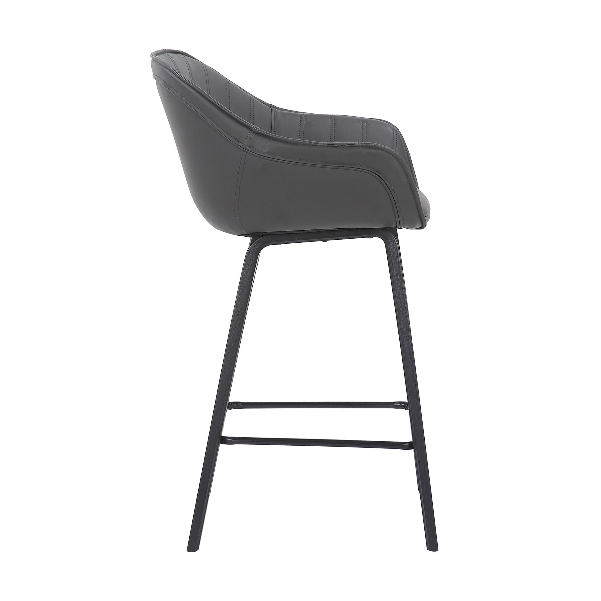 30" Grey Faux Leather Bar Stool with Wooden Frame By Homeroots | Bar Stools | Modishstore - 4