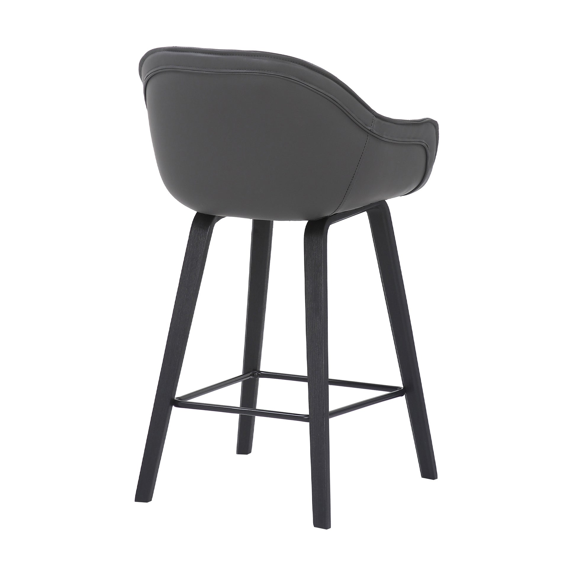 30" Grey Faux Leather Bar Stool with Wooden Frame By Homeroots | Bar Stools | Modishstore - 5