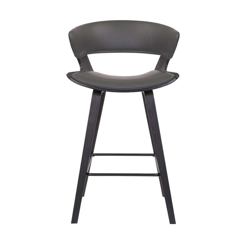 37" Gray And Black Iron Low back Counter Height Bar Chair With Footrest By Homeroots | Bar Stools | Modishstore - 2